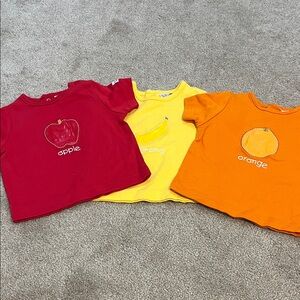 Set of 3 Baby Einstein Fruit-Themed 100% cotton baby T-Shirts